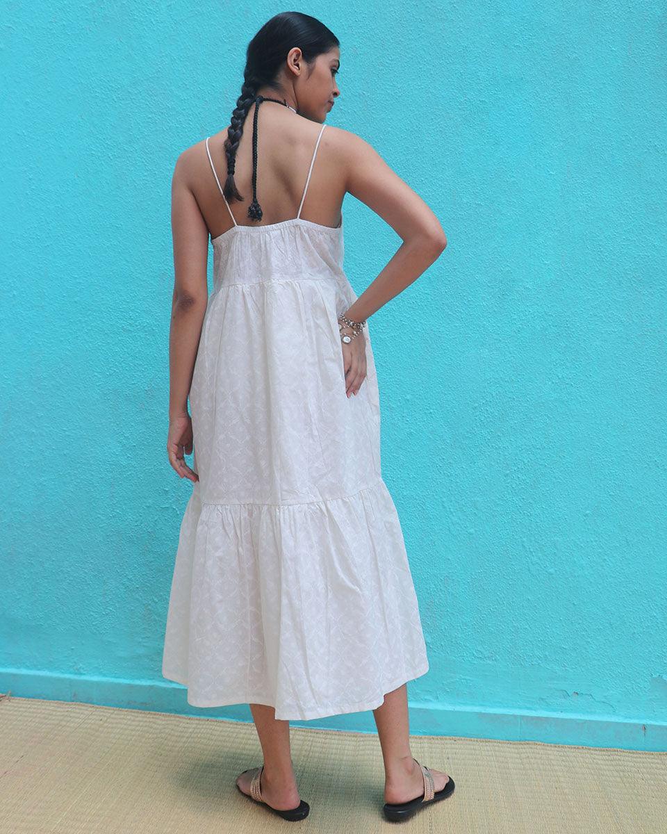 Abha Cotton Dress - Safed - Image 9