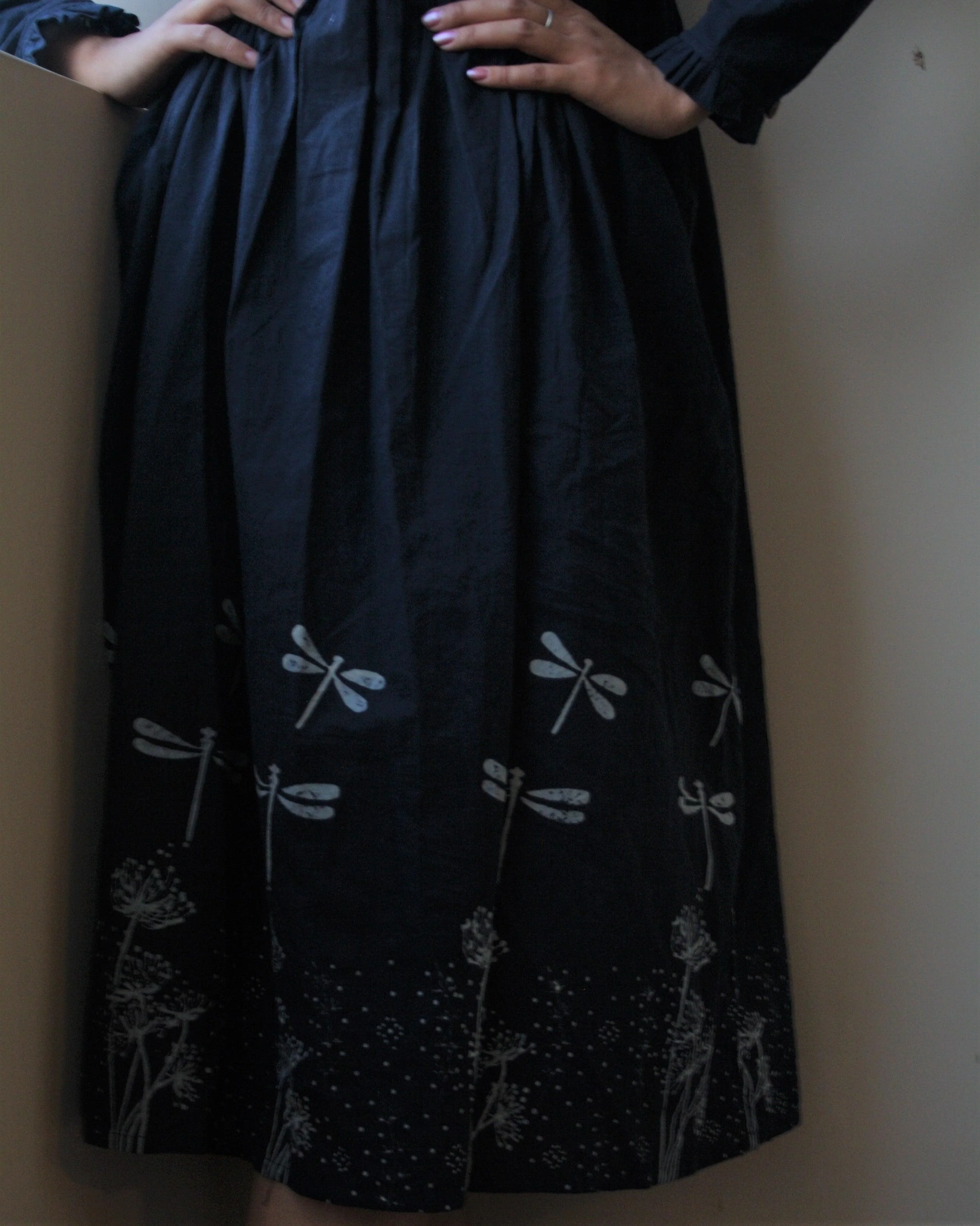 Blue Dragonfly Blockprinted Cotton Dress - Image 2