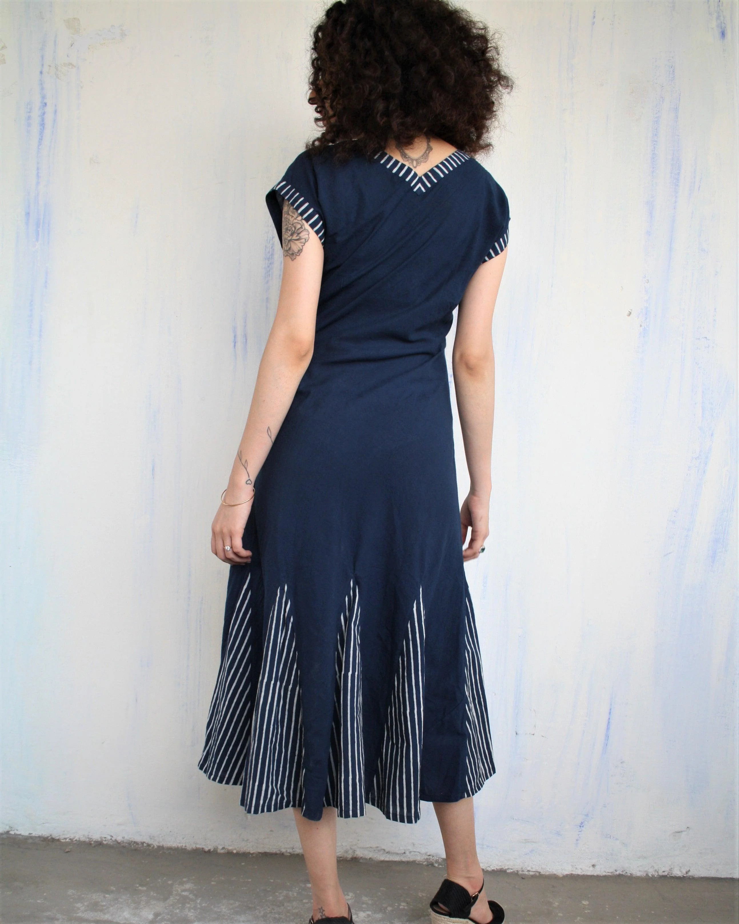 Blue Kali Blockprinted Cotton Dress - Image 5