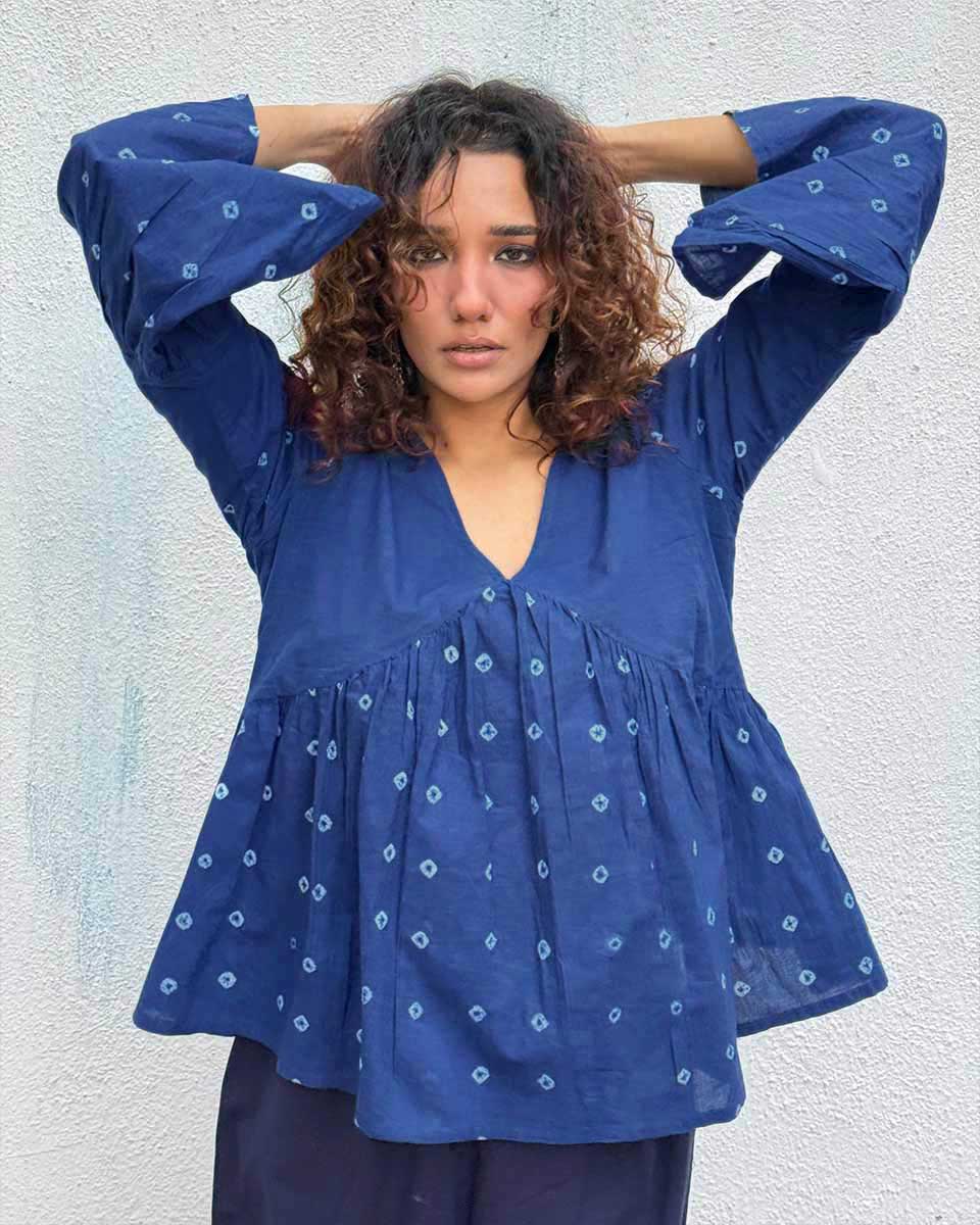 Bluebird Bandhej Cotton Top - Image 3
