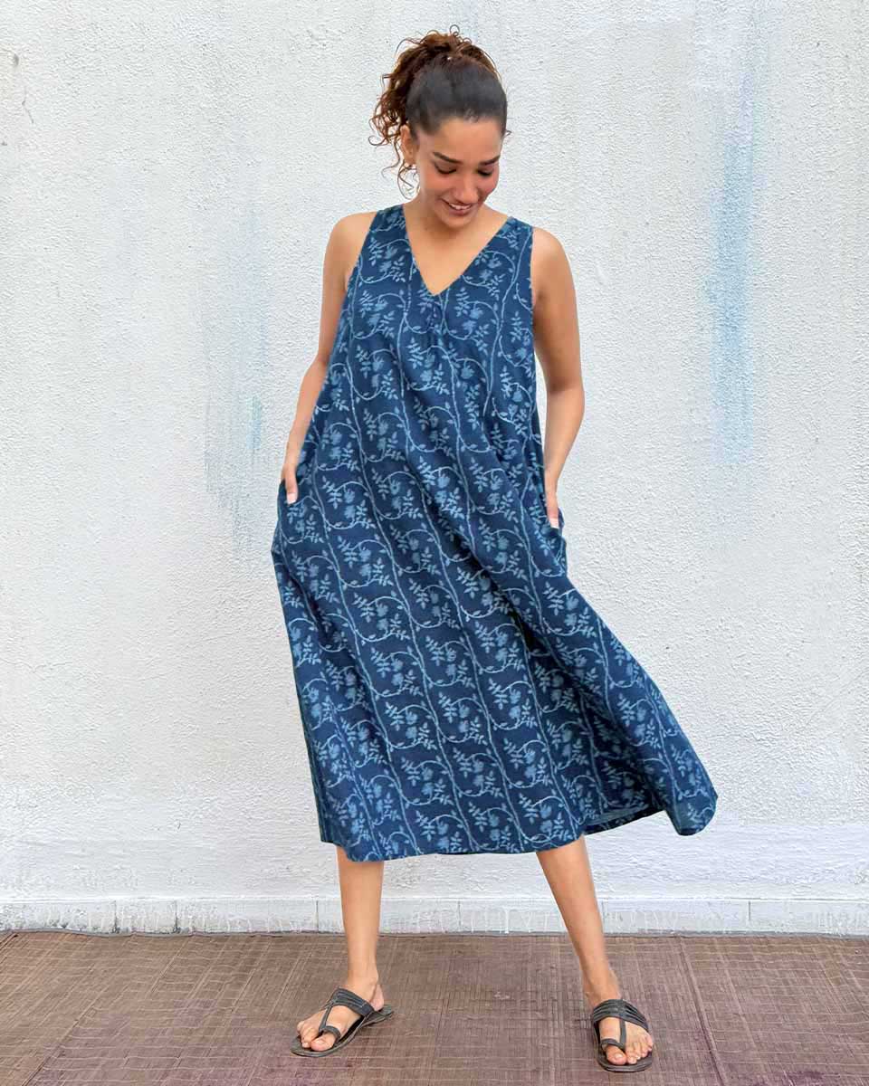 Bluets Blockprinted Cotton Dress - Image 6