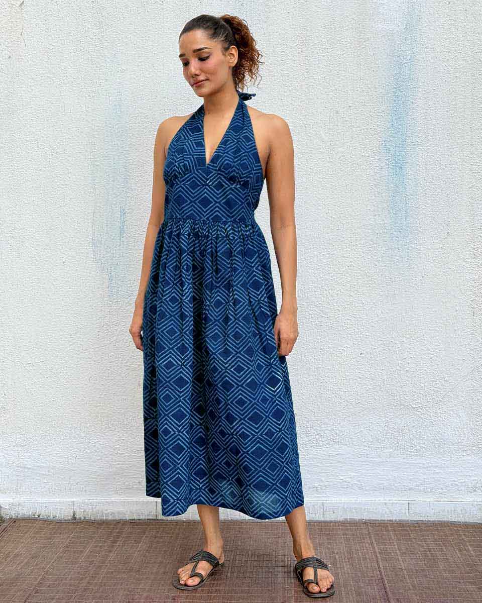 Bohème Blockprinted Cotton Dress - Image 4