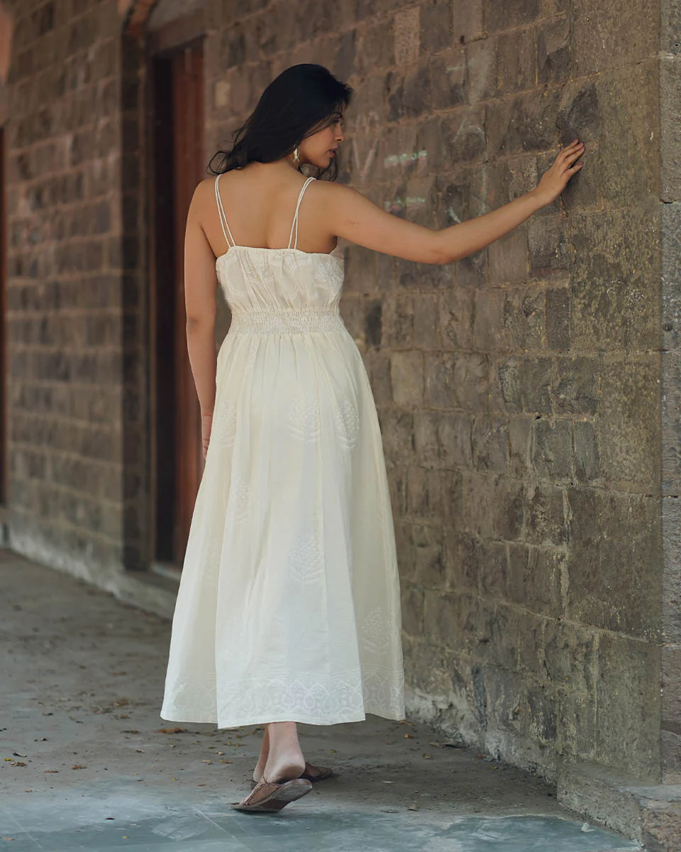 Buttercup Fade Ivory Block Printed Dress - SFD - Image 11
