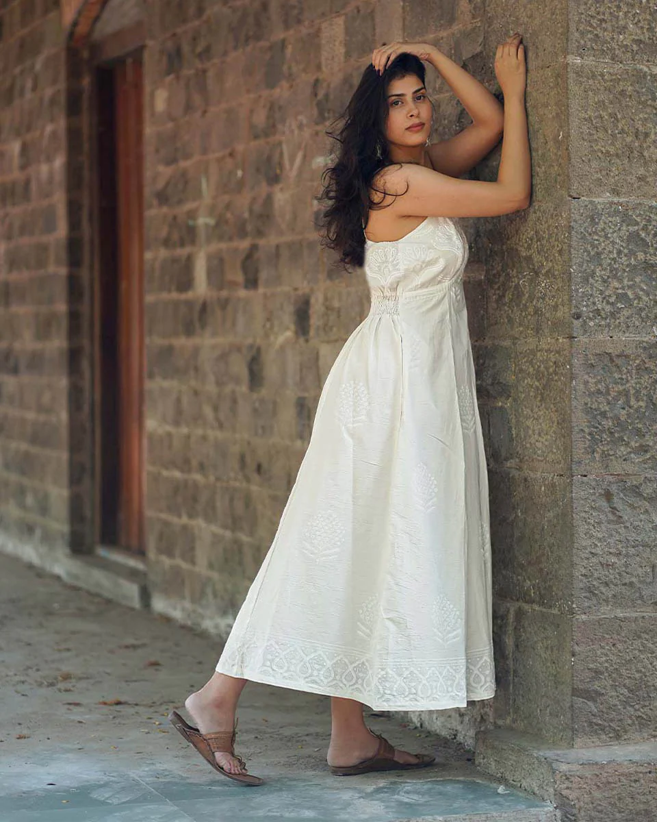 Buttercup Fade Ivory Block Printed Dress - SFD - Image 7