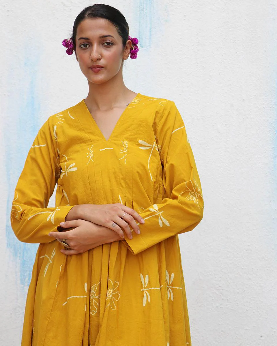Dahliya Block printed Cotton Kurta Set - Flower Girl - Image 6