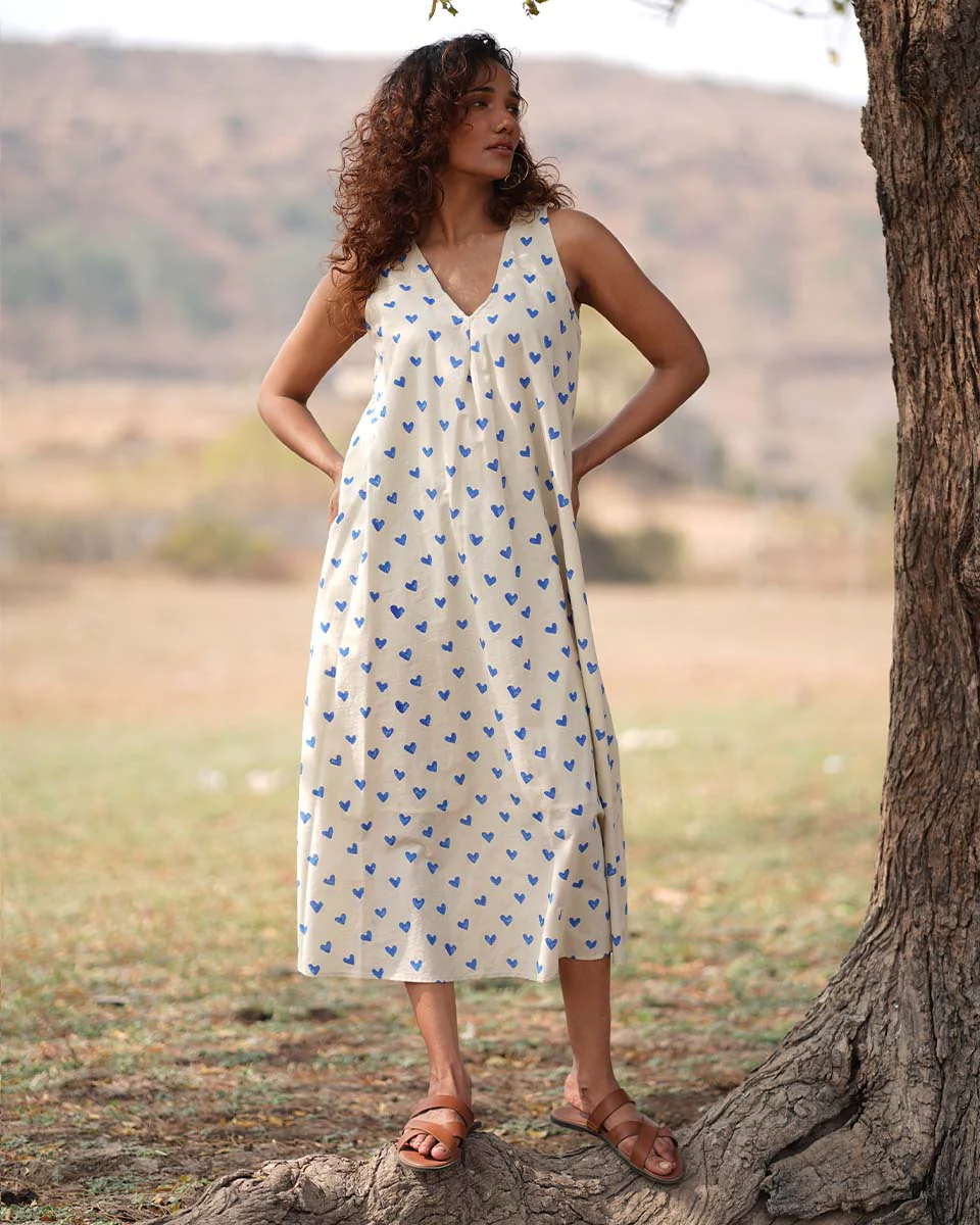 Dil Chahta Hai Handblock Printed Cotton Dress - Image 5