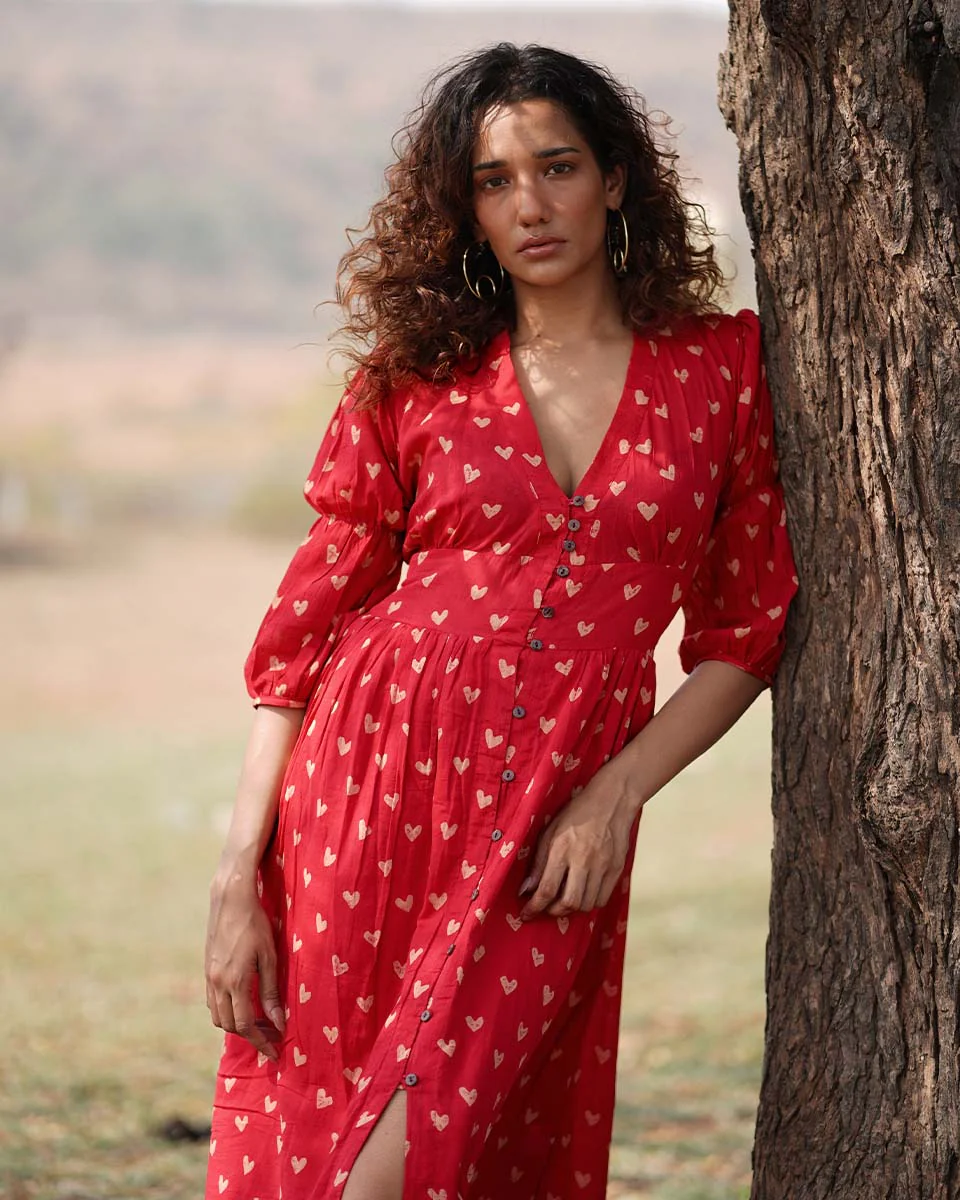 Dil Se Re Handblock Printed Cotton Dress - Image 5