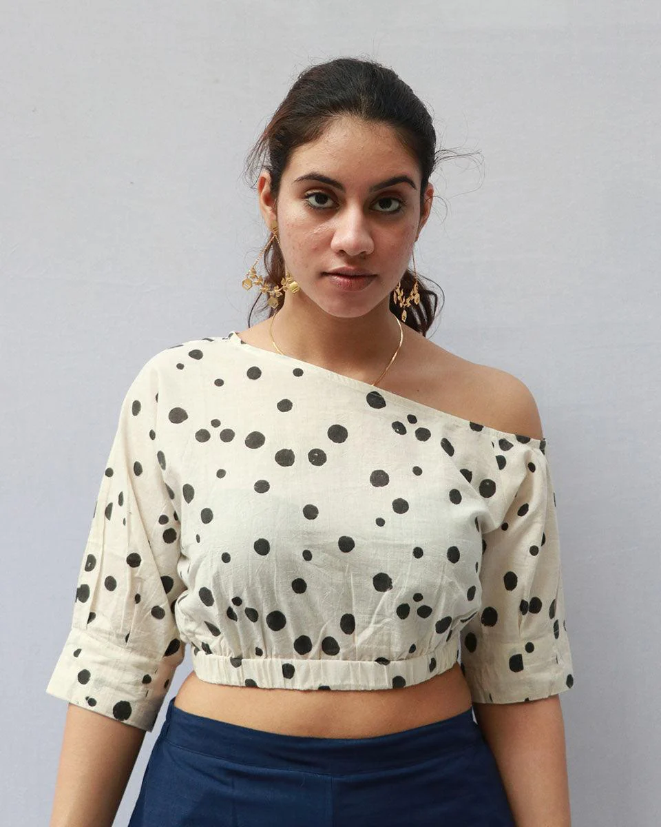 Eleanore Hand Block-Printed Cotton Blouse - Polka - Image 4