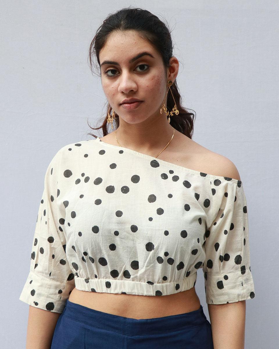 Eleanore Hand Block-Printed Cotton Blouse - Polka - Image 7