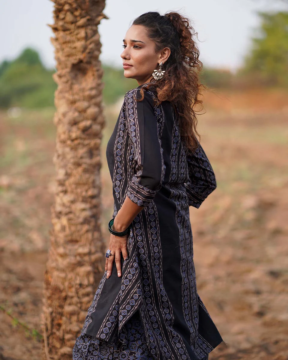 Gentle Flutter Blockprinted Cotton Kurti-WWB - Image 5