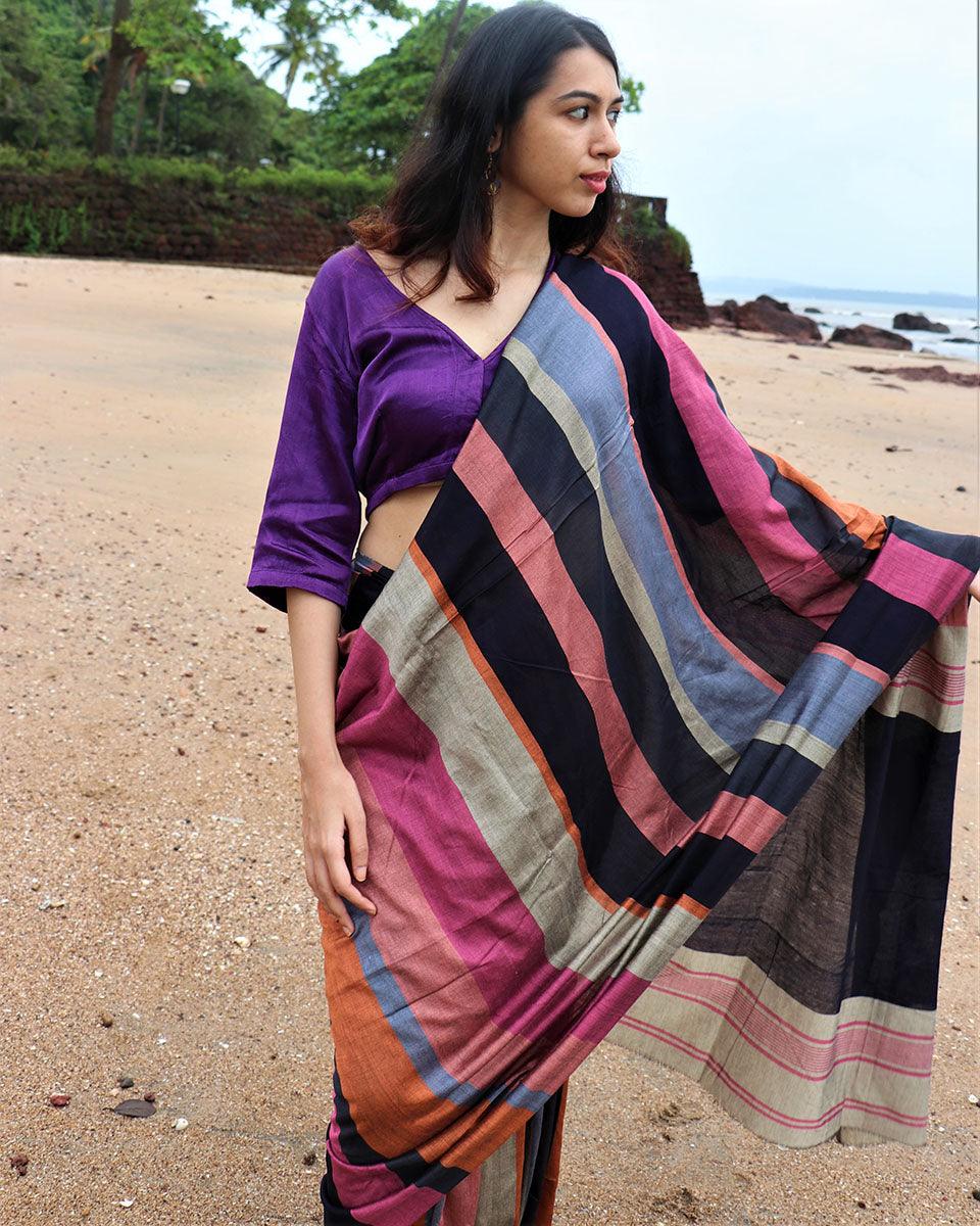 Samaa Handwoven Cotton Saree - Holi - Image 2