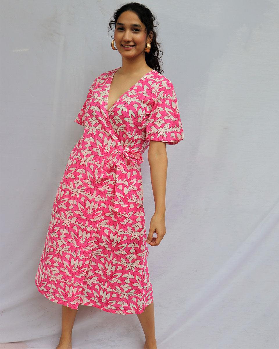 Hibi Tiedup Cotton Dress - Pink - Image 4