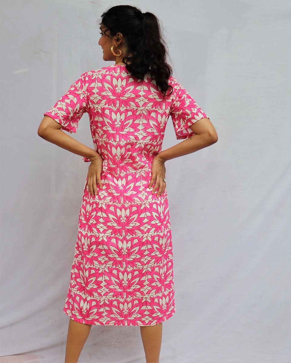 Hibi Tiedup Cotton Dress - Pink - Image 5