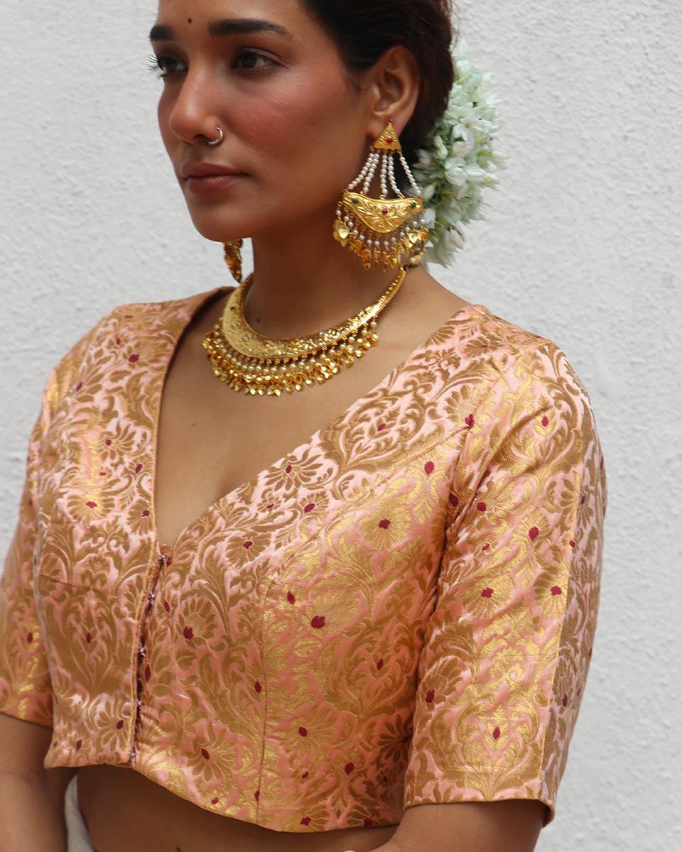 Ishani Brocade Blouse - Onam - Image 2