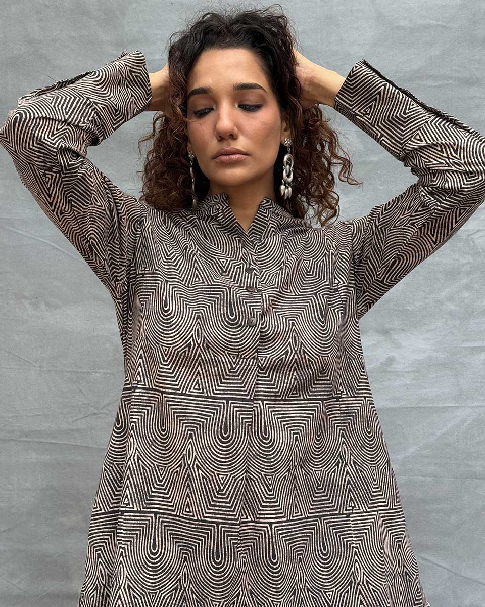 Leaves & Light Blockprinted Cotton Kurta Set - Image 8