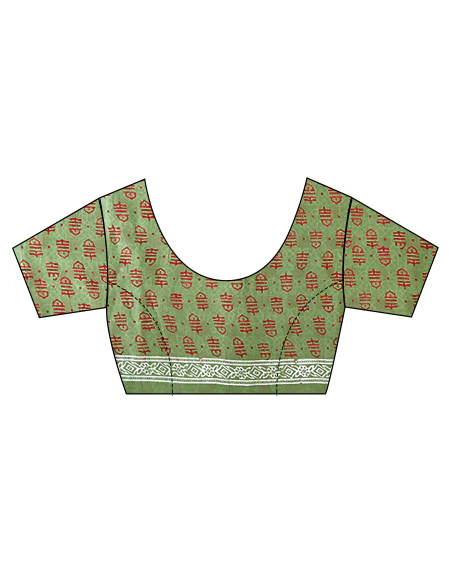 Aaina Handblockprinted Cotton Saree - Ajooni - Image 9