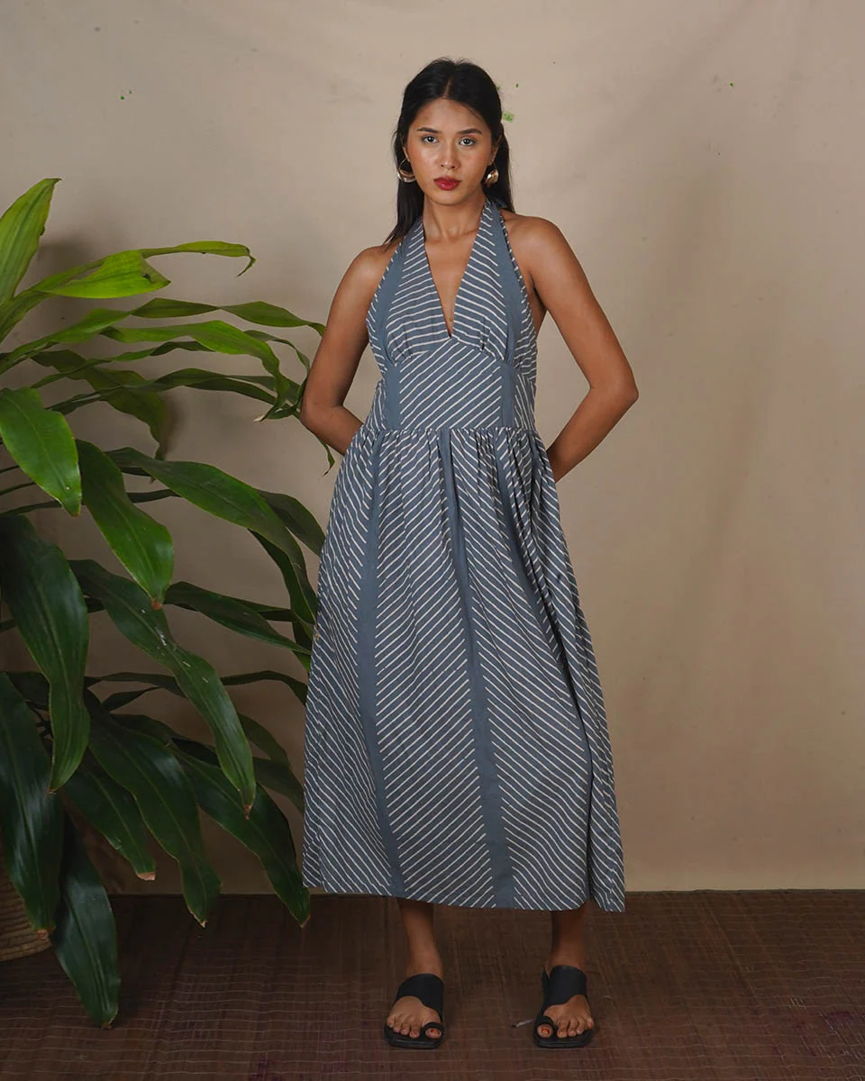 Lunar Hush Grey Block Printed Dress - BMS - Image 3