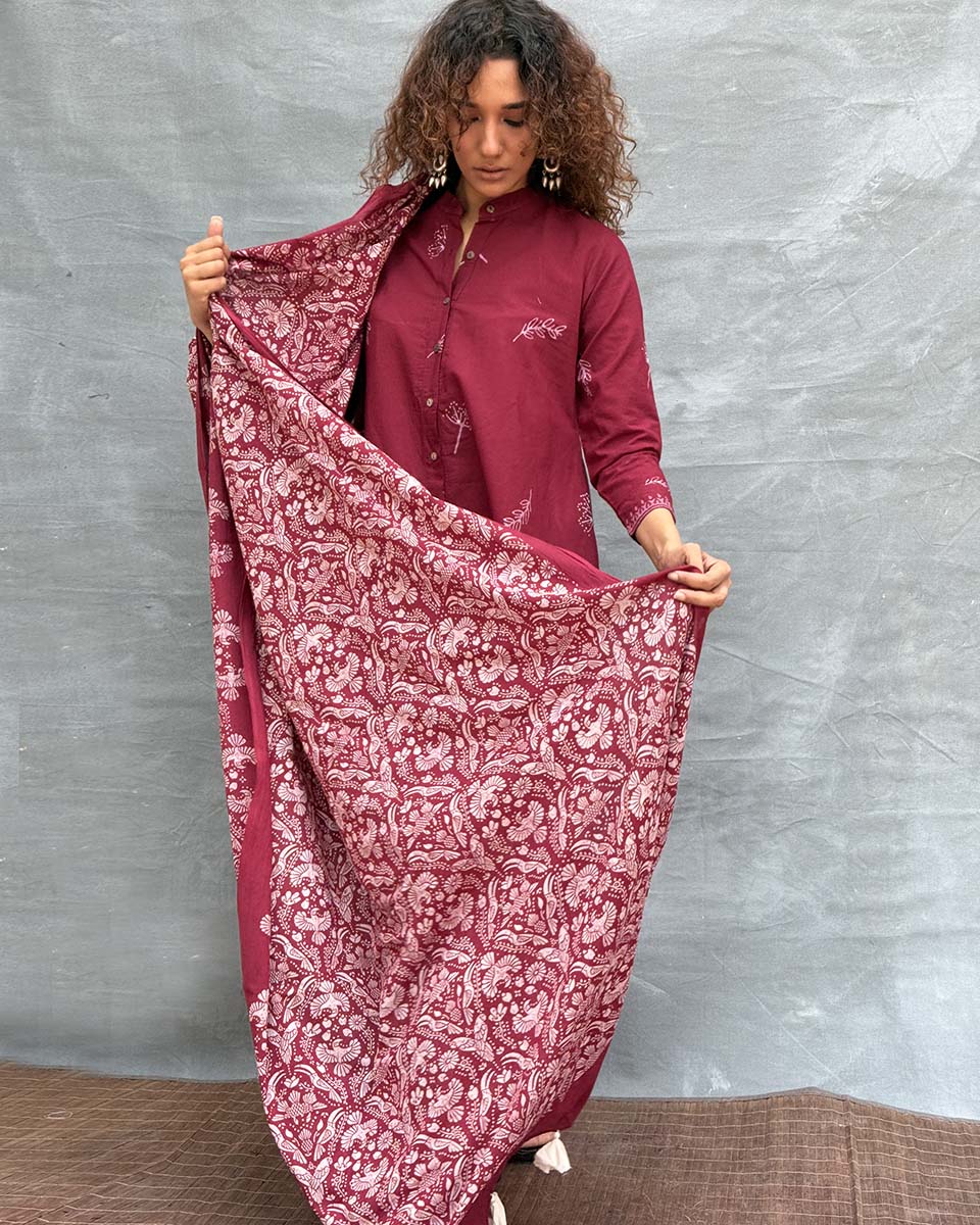 Melody of Meadows Blockprinted Cotton Dupatta - Image 10