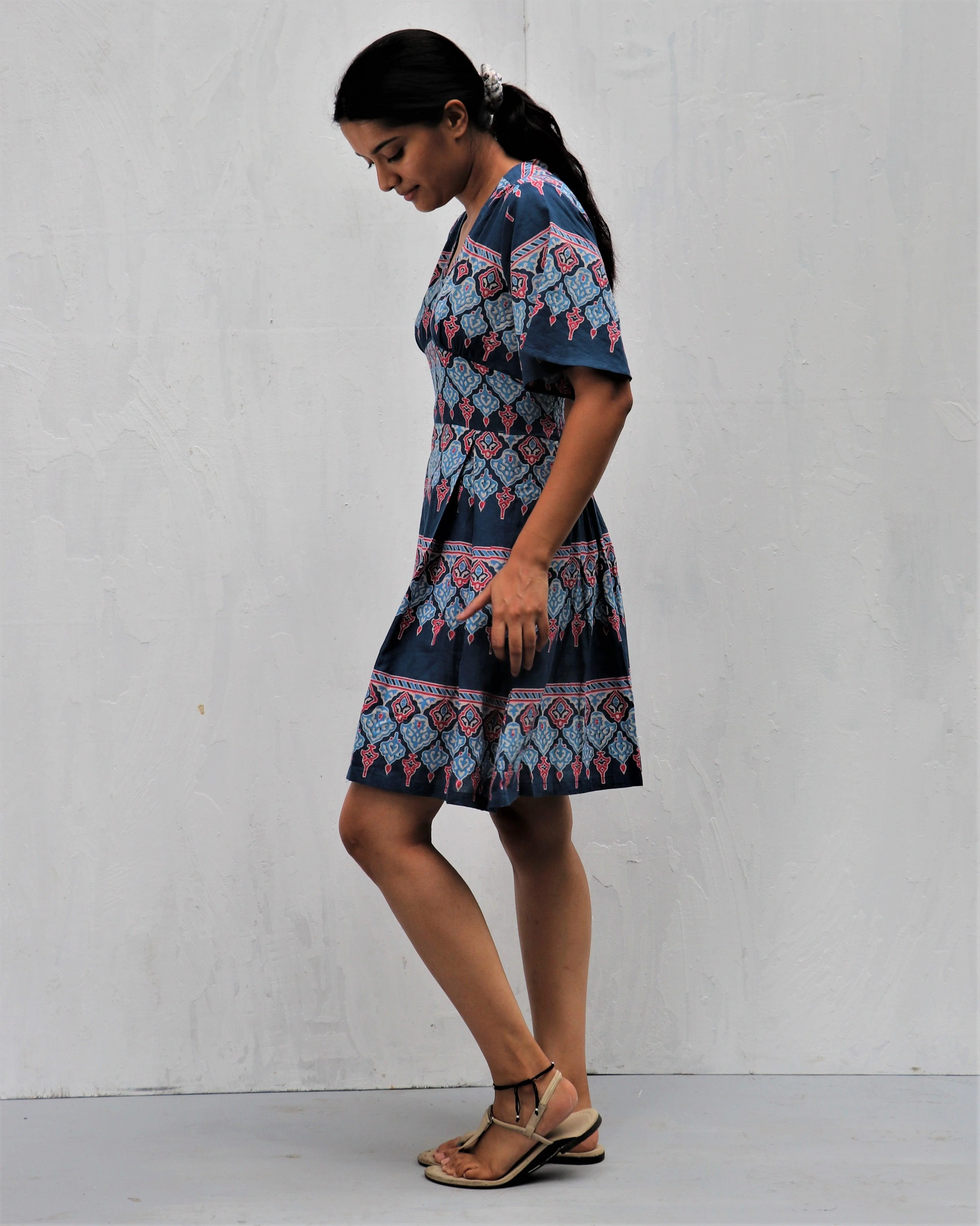 Midnight Dream Hand Block-Printed Cotton Dress - Neelanjali - Image 6