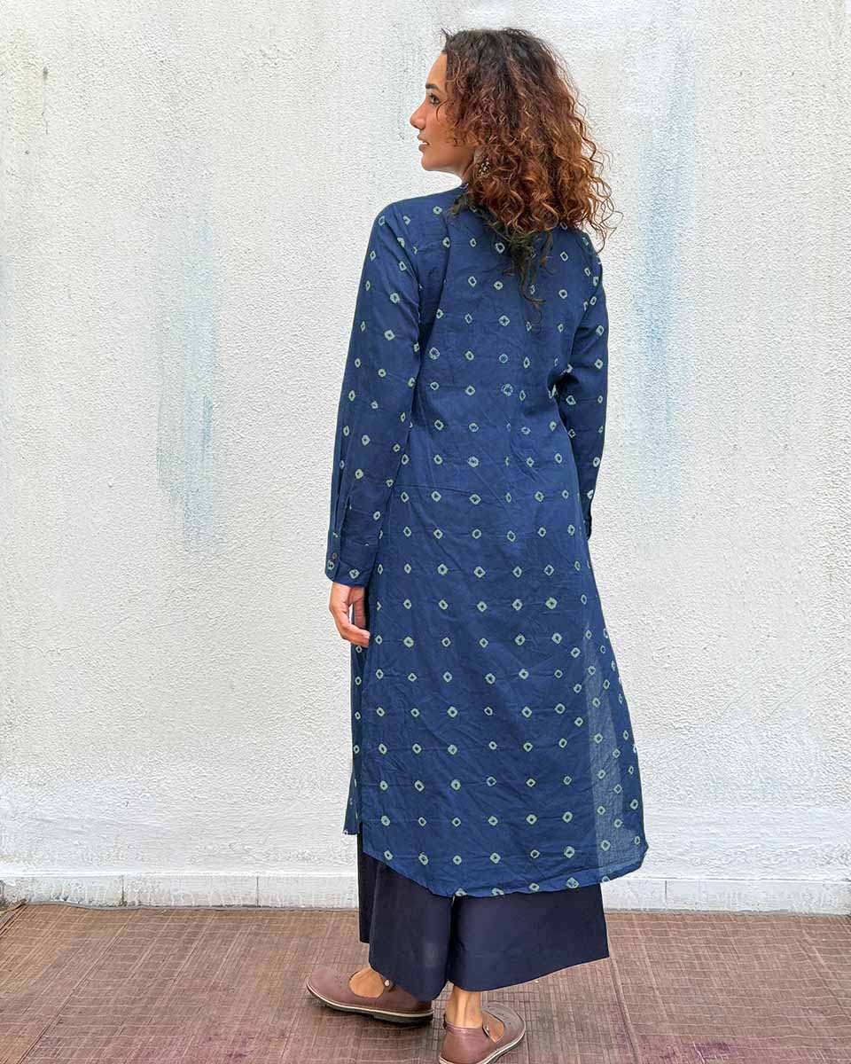 Midnight Waltz Bandhej Cotton Kurti - Image 6