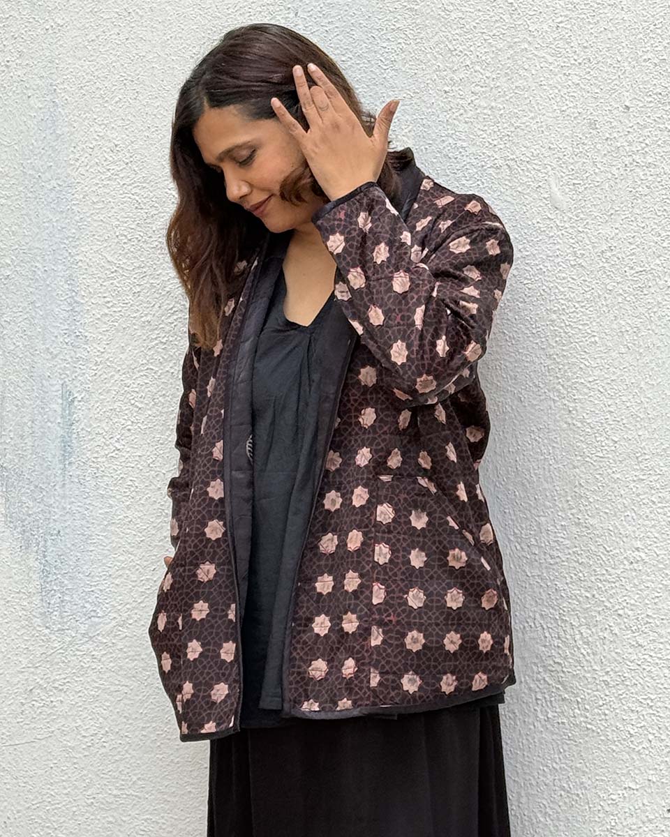 Moonchild Mashru Silk Reversible Quilted Jacket - Image 11