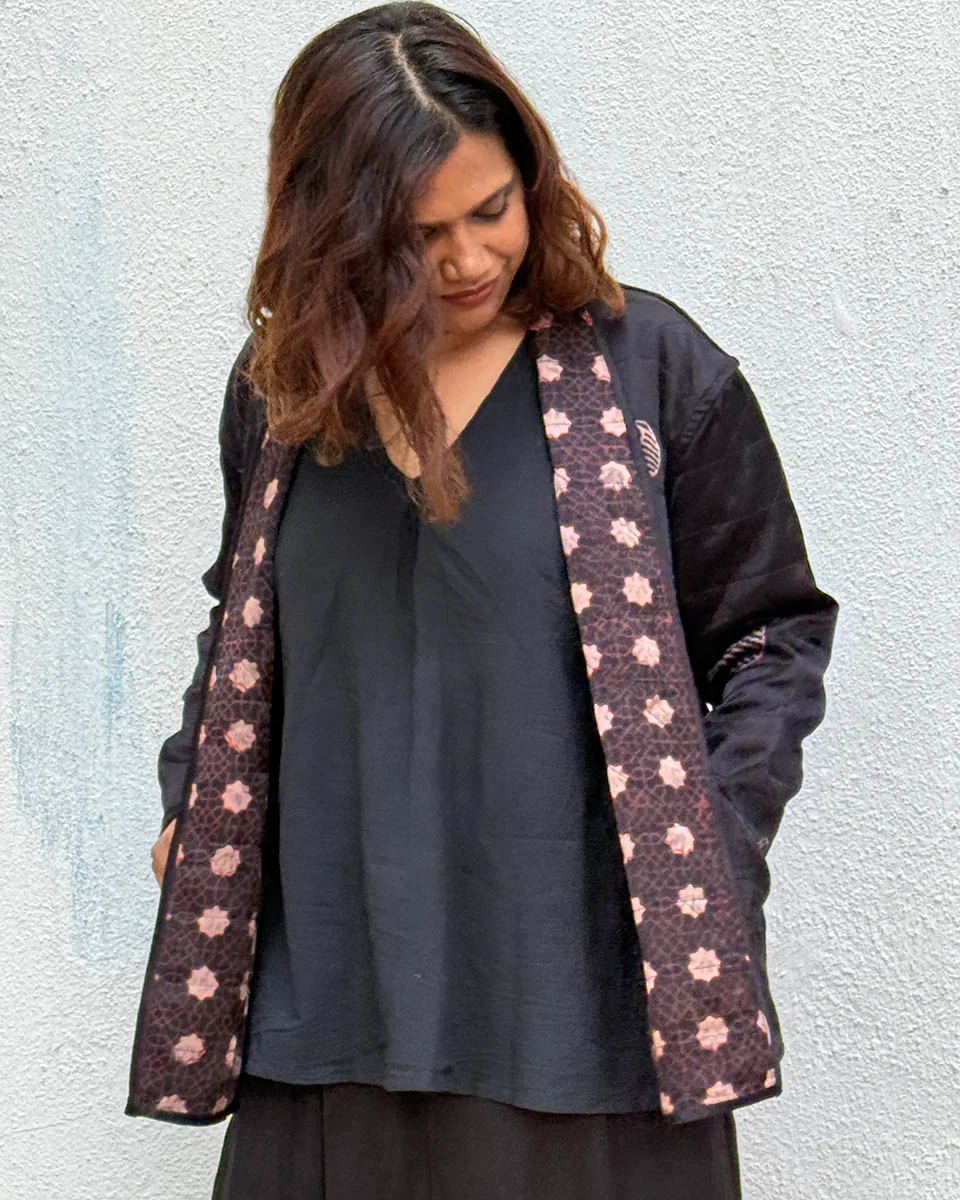 Moonchild Mashru Silk Reversible Quilted Jacket - Image 3