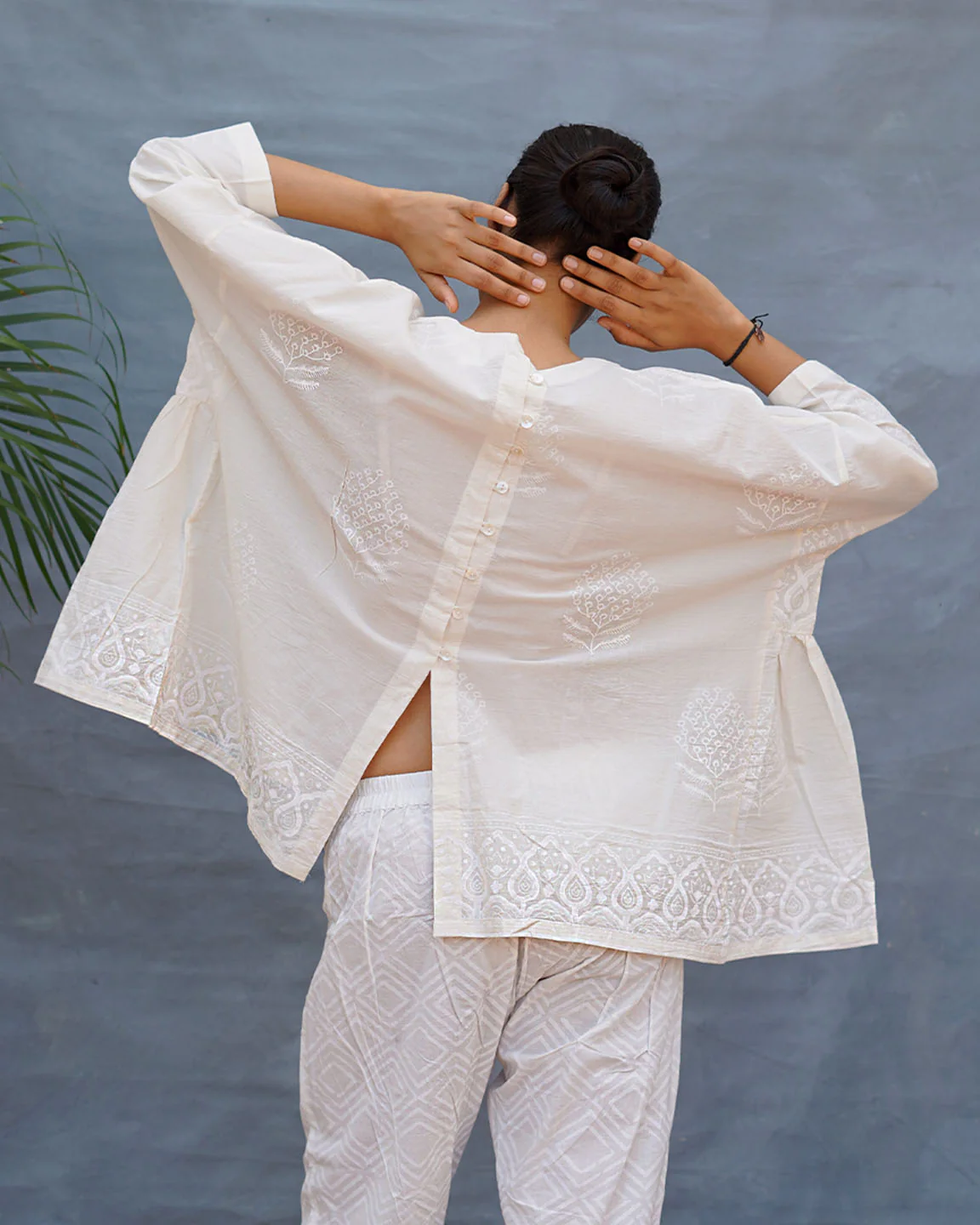 Morning Butter Ivory Block Printed Top - SFD - Image 4