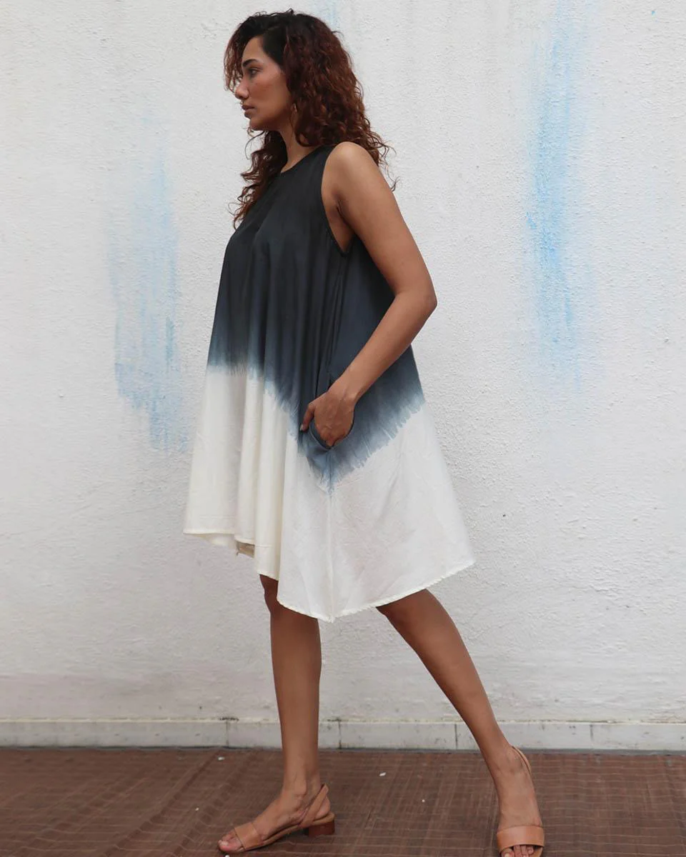 Oreo Truffle Block Printed Cotton Dress - Mono - Image 8