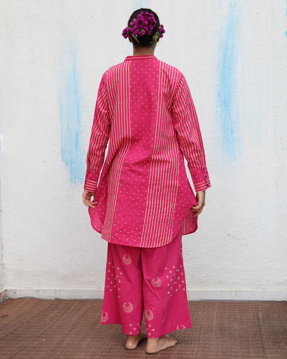 Pankhuri Blockprinted Cotton Kurta Set - Flower Girl - Image 7