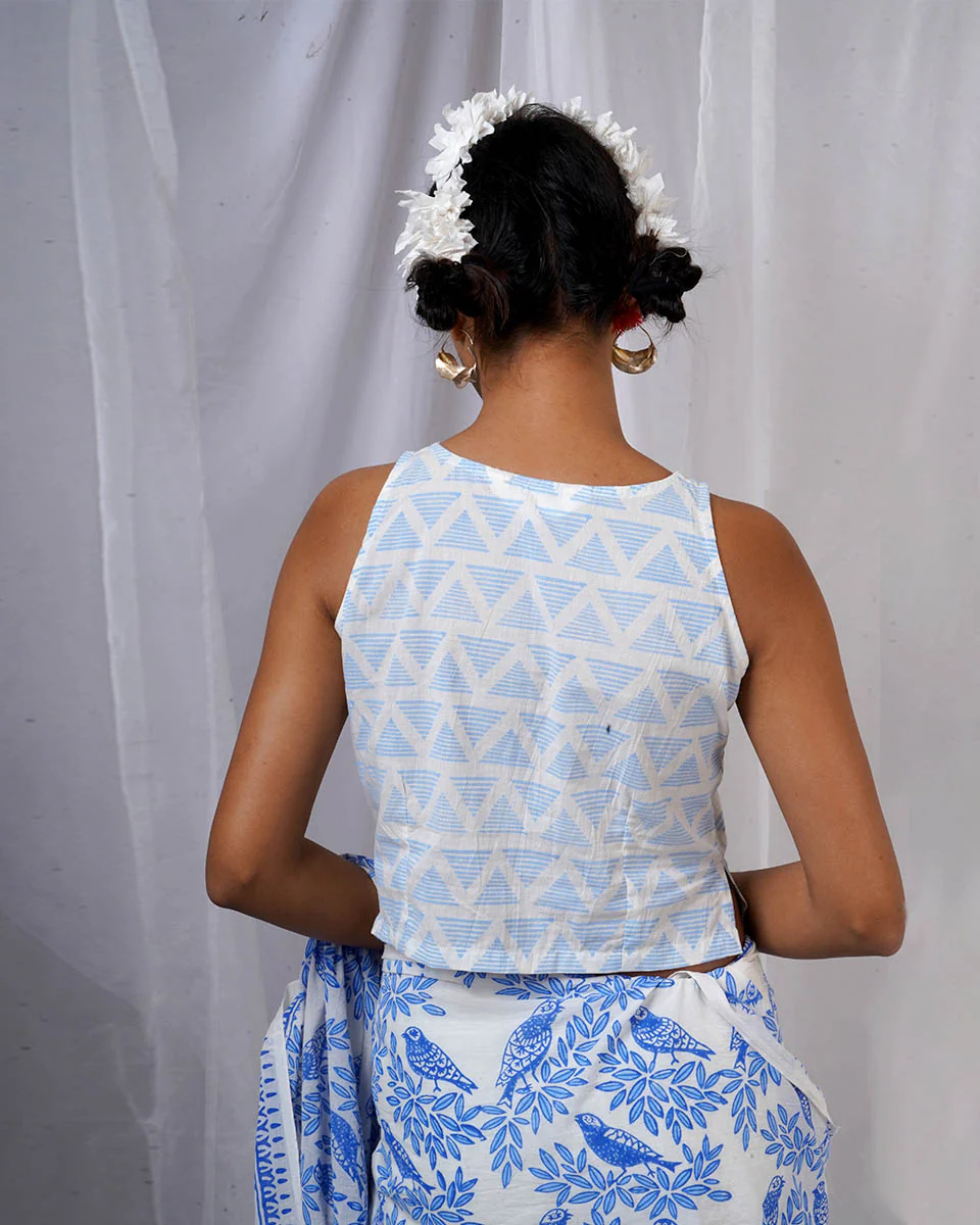 Pihu Ivory Hand Block Printed Blouse-BAD - Image 5