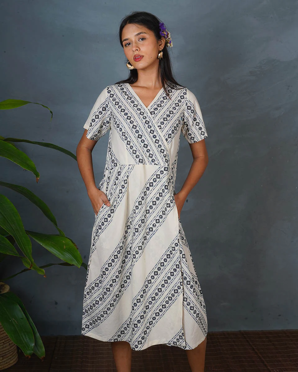 Rain Hush Grey Block Printed Dress - BMS - Image 9