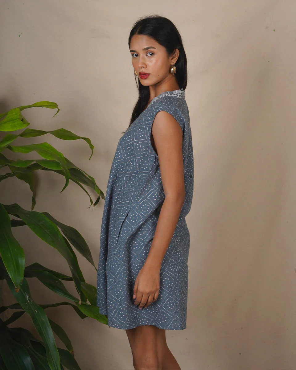 Rainlight Grey Block Printed Dress - BMS - Image 3