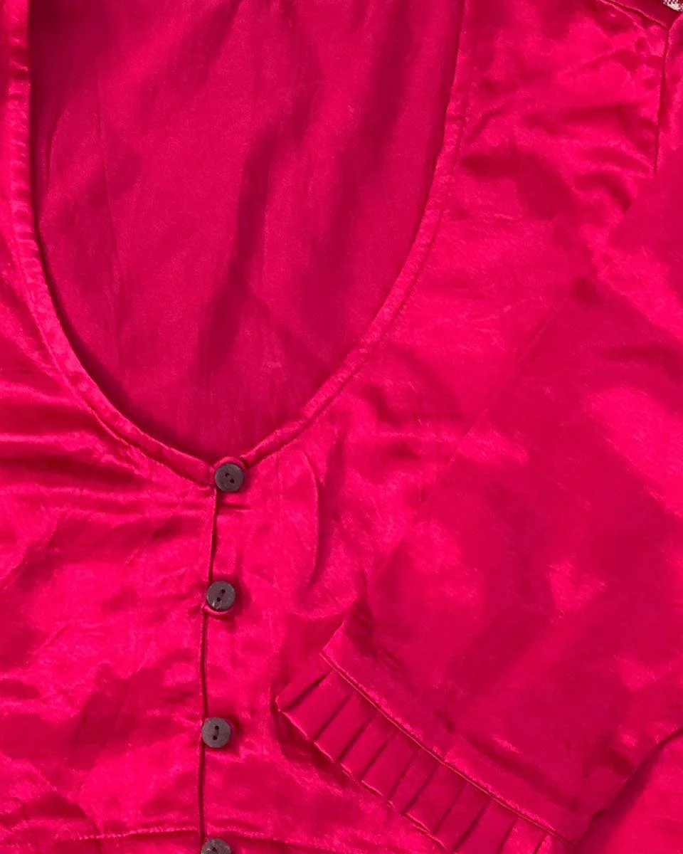 Rani Block Printed Crop Top Mashru Silk Blouse - Image 3