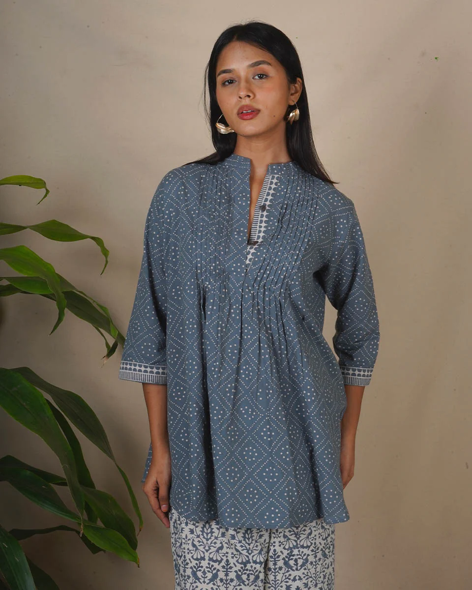 Silt Light Grey Block Printed Top - BMS - Image 5