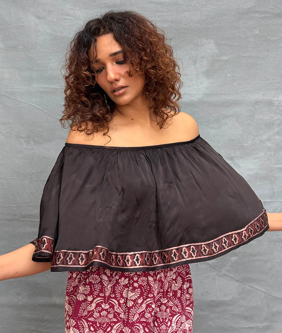 Sky Meets Soil Blockprinted Cotton Top - Image 7