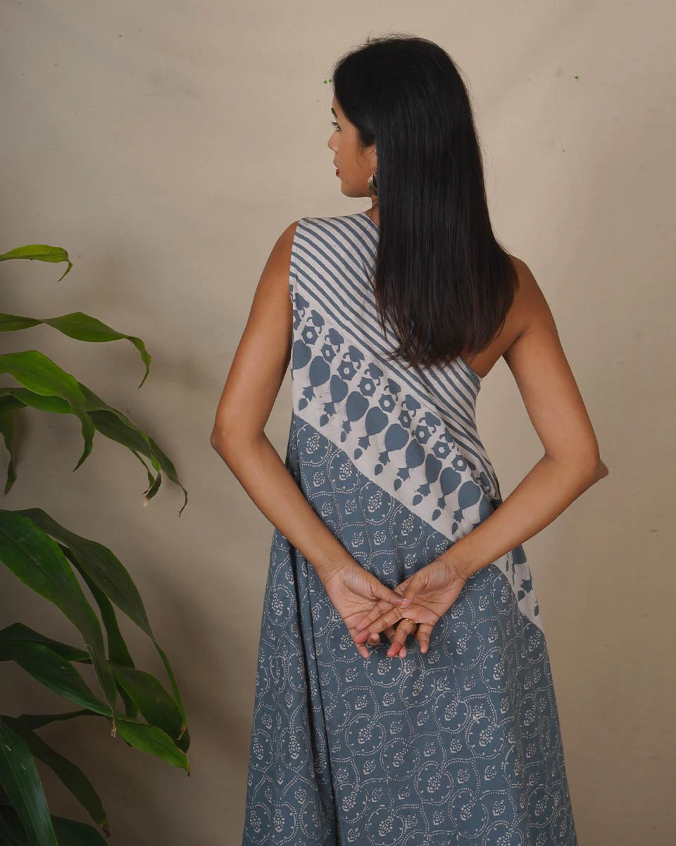 Steel Hush Grey Block Printed Dress - BMS - Image 7