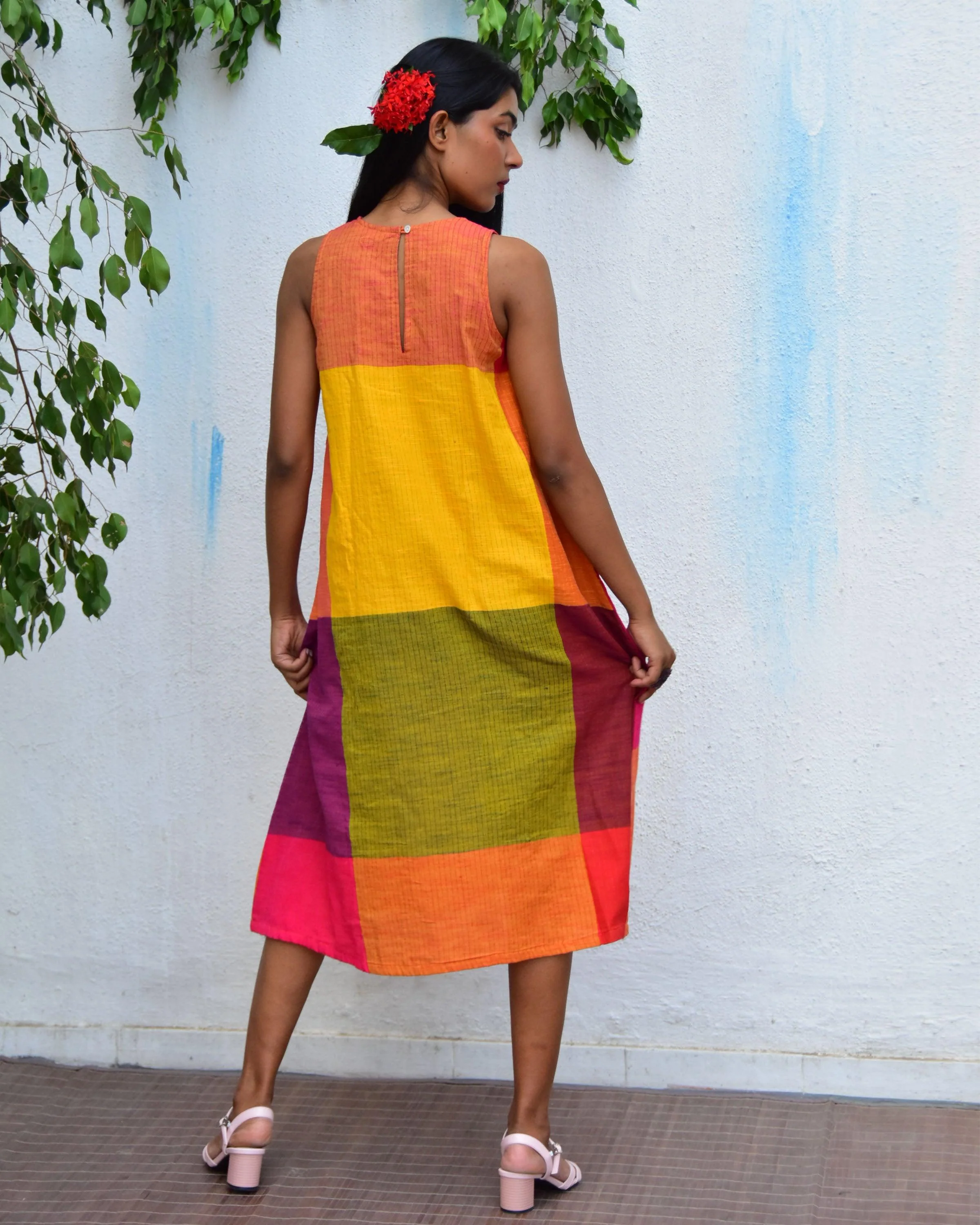 Summer Skies Handwoven Cotton Dress - Rc - Image 6