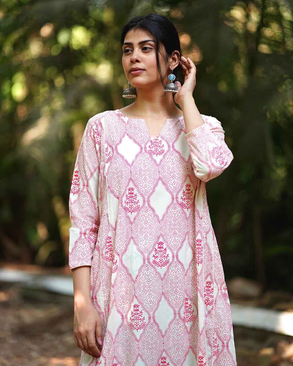 Sunflowerâ€™s Sheen Blush Pink Block printed Kurti - MMG - Image 4