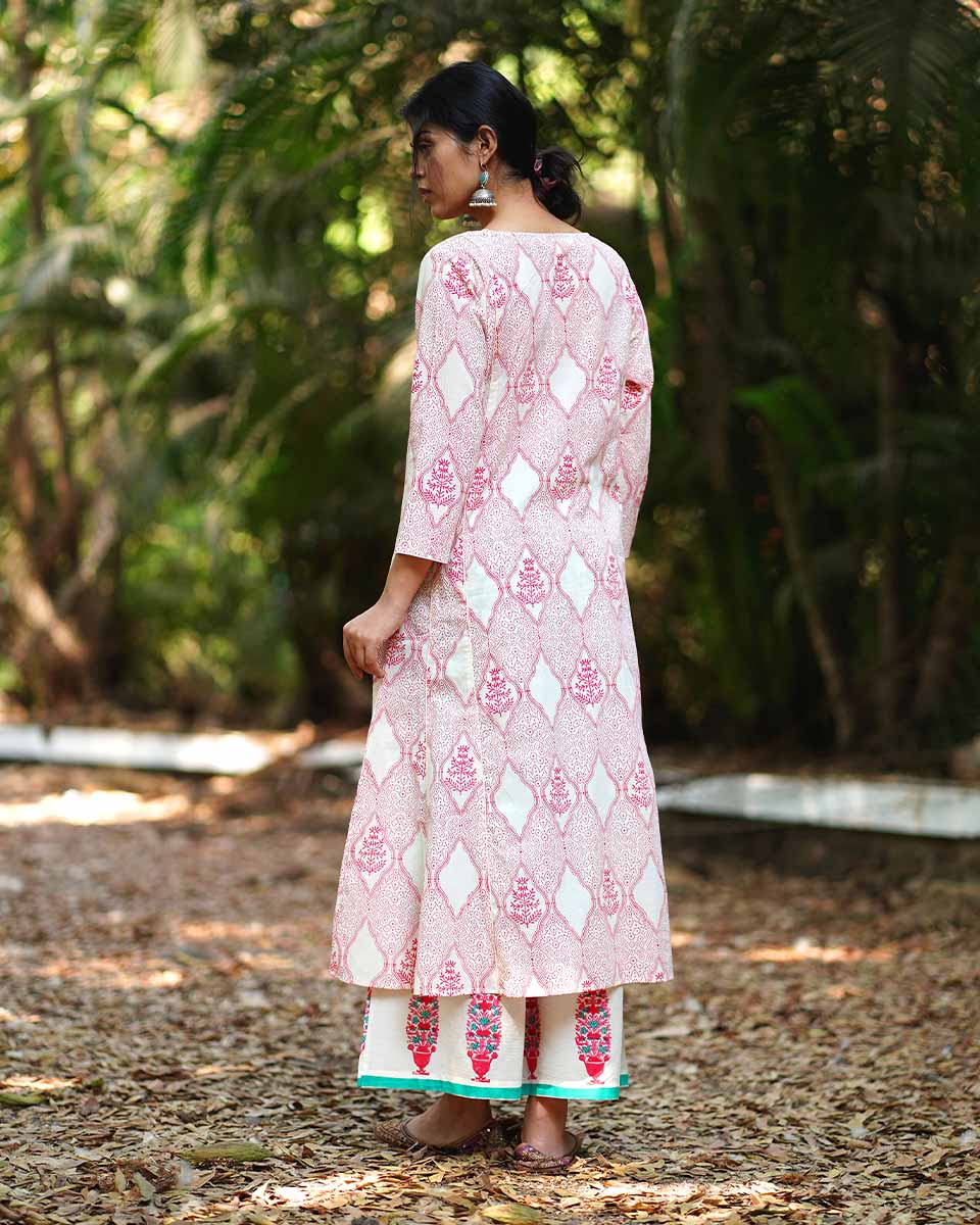 Sunflowerâ€™s Sheen Blush Pink Block printed Kurti - MMG - Image 6