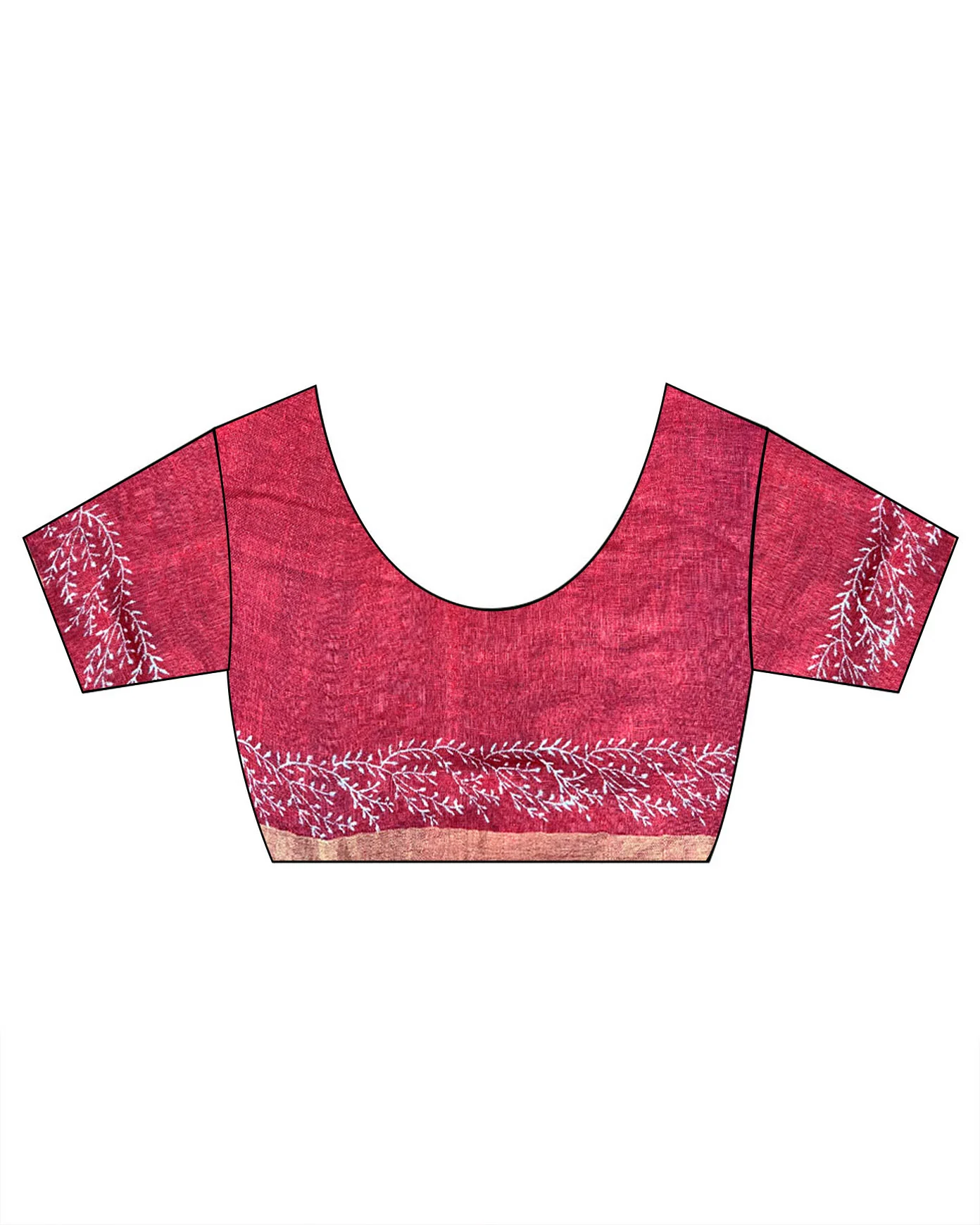Taraani Red Handblock Linen Saree - TARA - Image 11