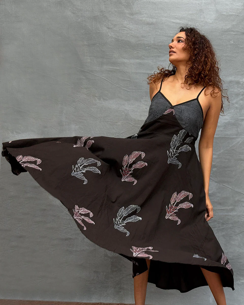 Wildflower Whispers Block printed Cotton Dress - Image 12