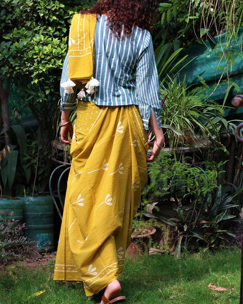 Sunny Feeling Handblockprinted Cotton Saree - Image 5