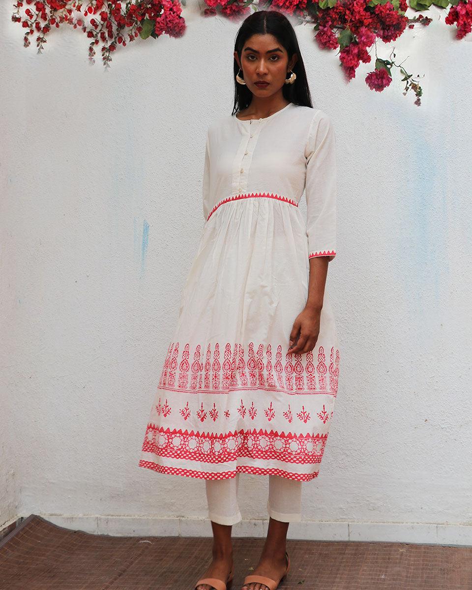 Zubeira Blockprinted Cotton Kurta Set - BGVL - Image 4